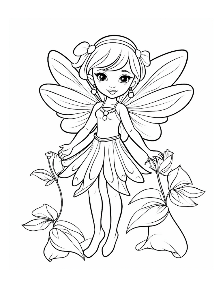 fairy coloring page, PDF, instant download, kids