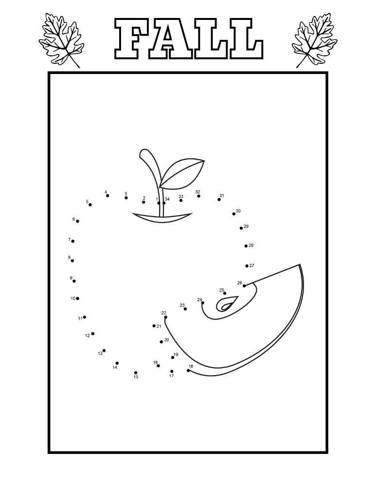 Fall Dot to Dot Printables, education printable, PDF, instant download, kids