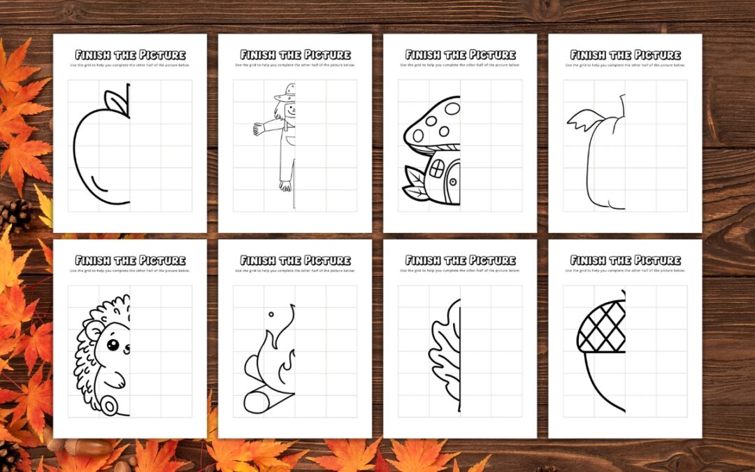 Fall Finish the Picture Worksheets (Free Printable)