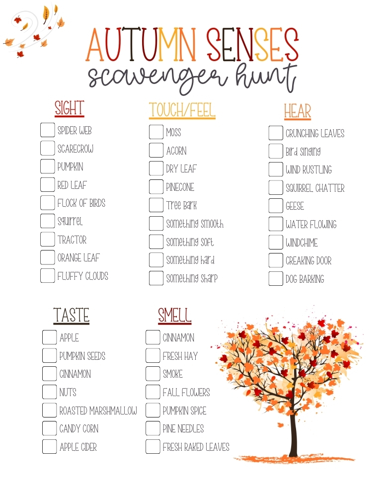 Fall scavenger hunt, free printable, PDF, instant download, kids