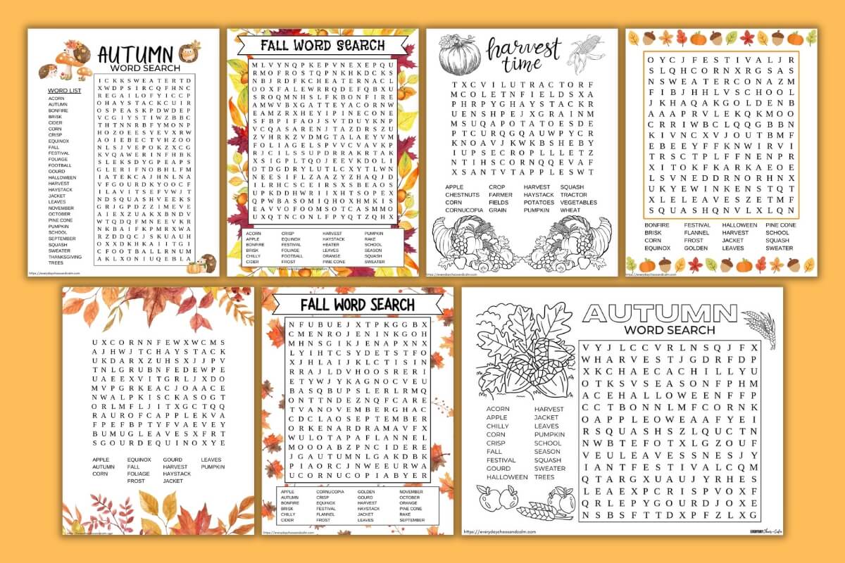 fall word searches example pages 