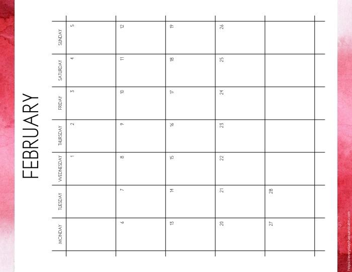 vertical printable February 2023 calendar- monday start