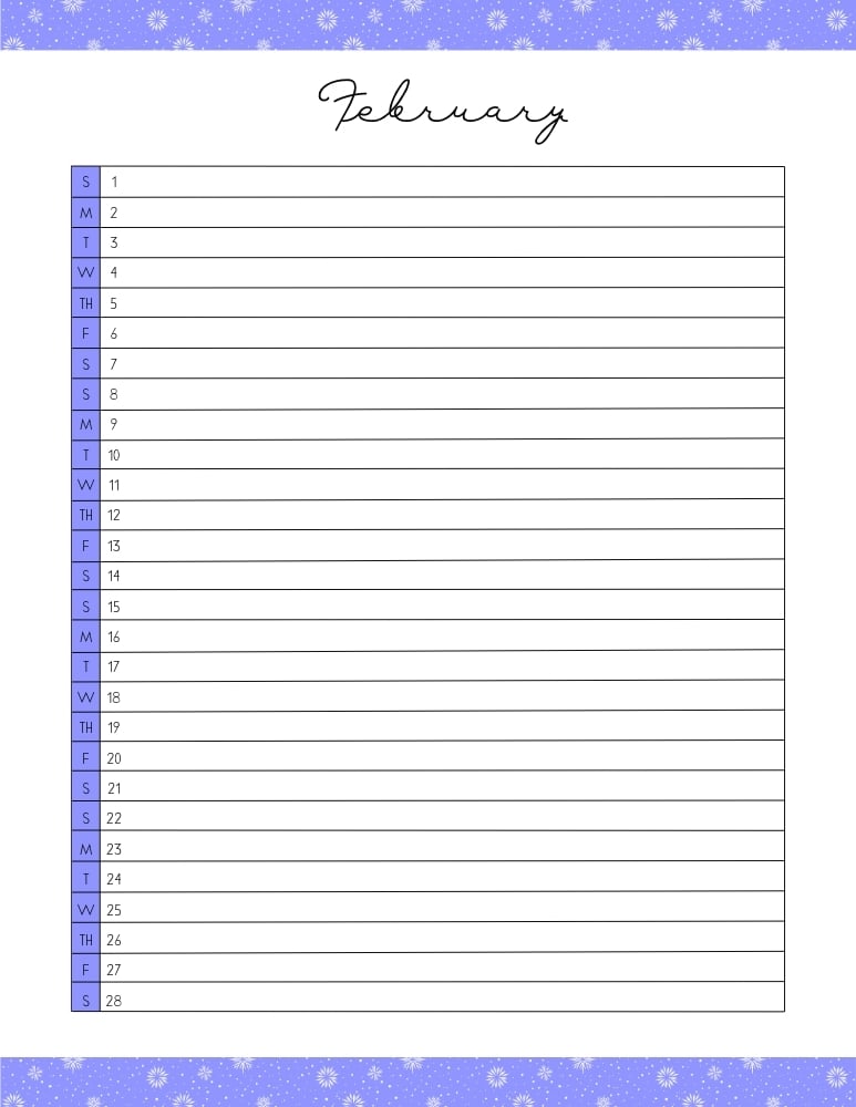 vertical printable February 2026