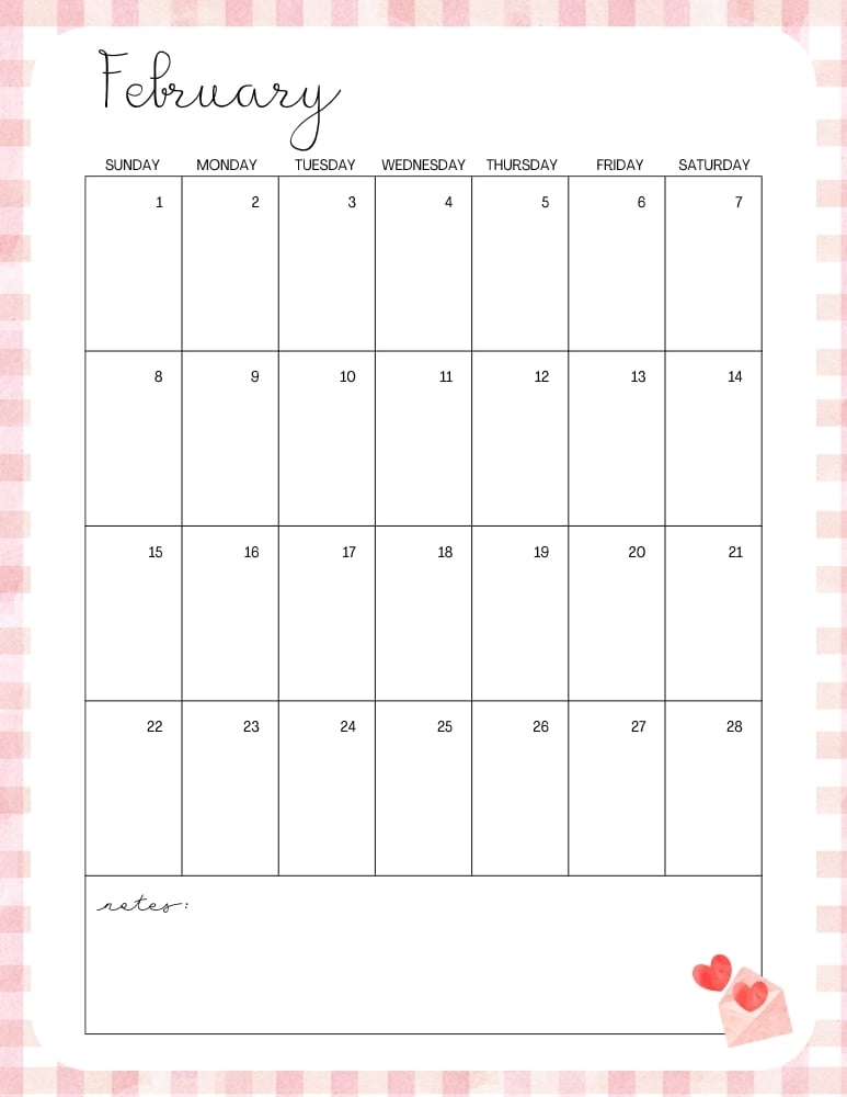 printable February 2026 calendar- monday start