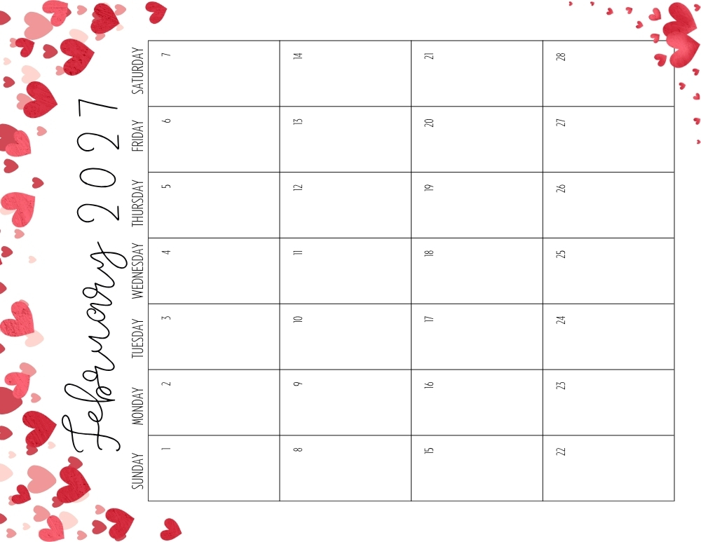 printable February 2027 calendar- monday start
