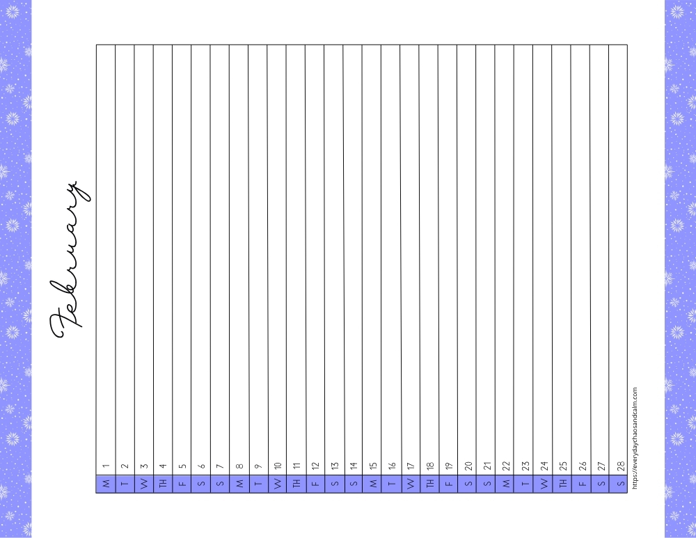 vertical printable February 2027 