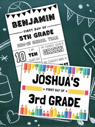 printable first day of school signs