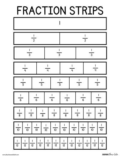 Free Printable Fraction Strips Free Printable Fraction Strips