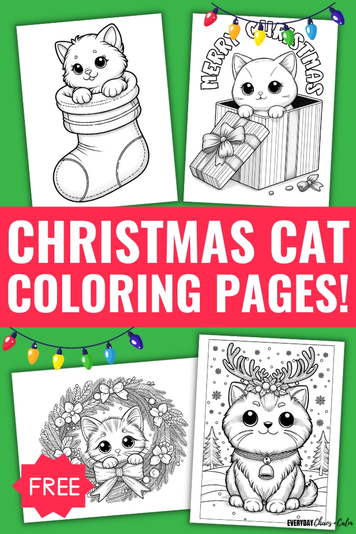 free christmas cat coloring pages