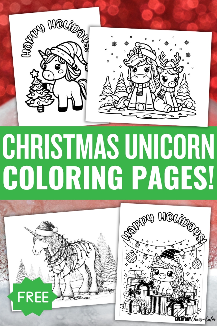 free christmas unicorn coloring pages