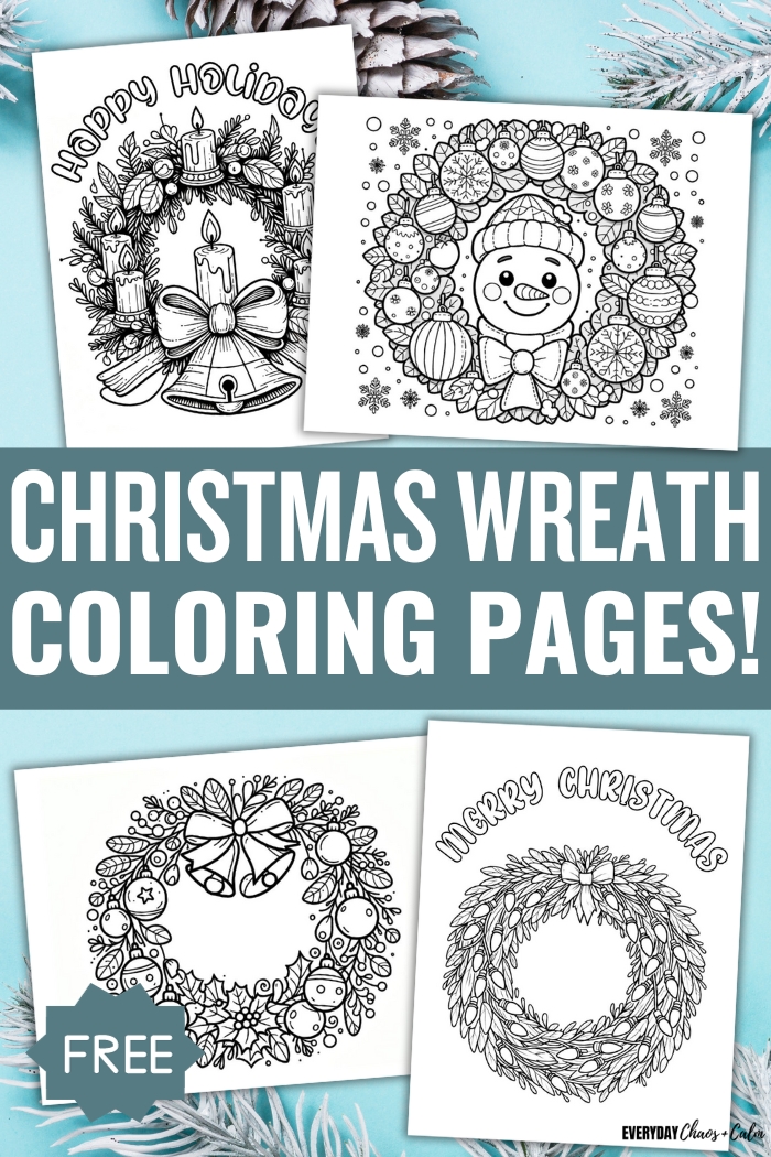 free christmas wreath coloring pages