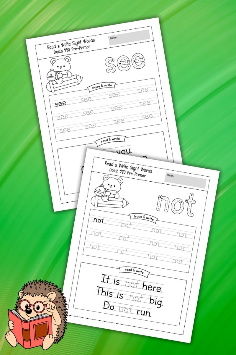 free preschool sight word worksheets