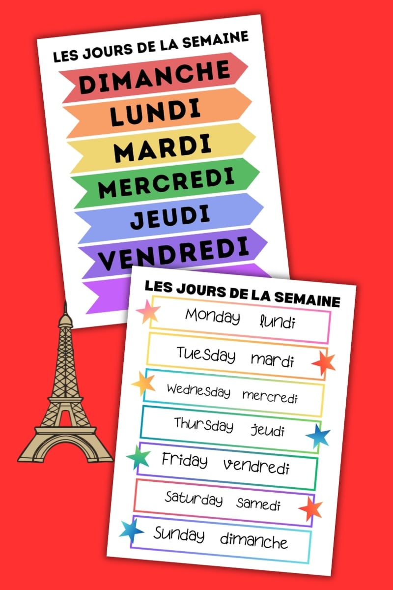 french days of the week charts