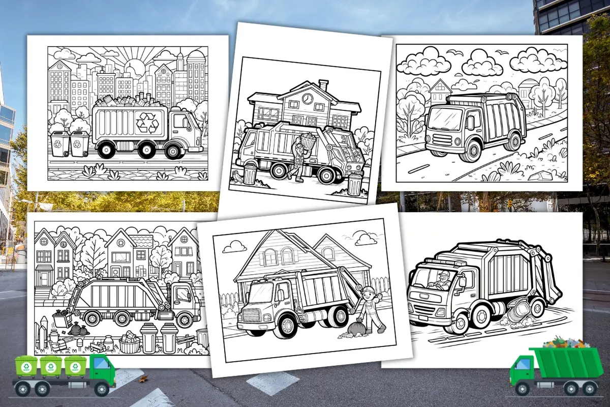 Garbage Truck Coloring Vector Art, Icons, and Graphics for Free Download