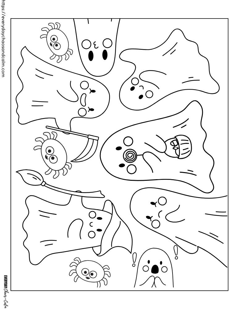 Ghost Coloring Page #6 Free printable Ghost coloring pages, pdf, for kids, print, download.