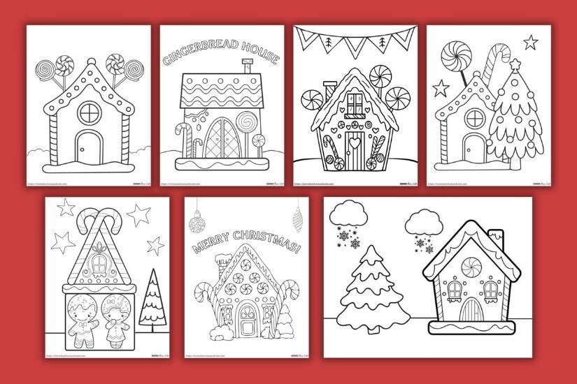 gingerbread house coloring pages examples
