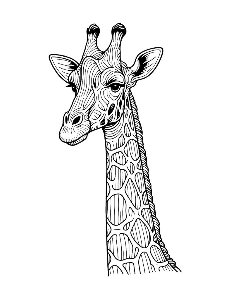 giraffe coloring page, PDF, instant download, kids