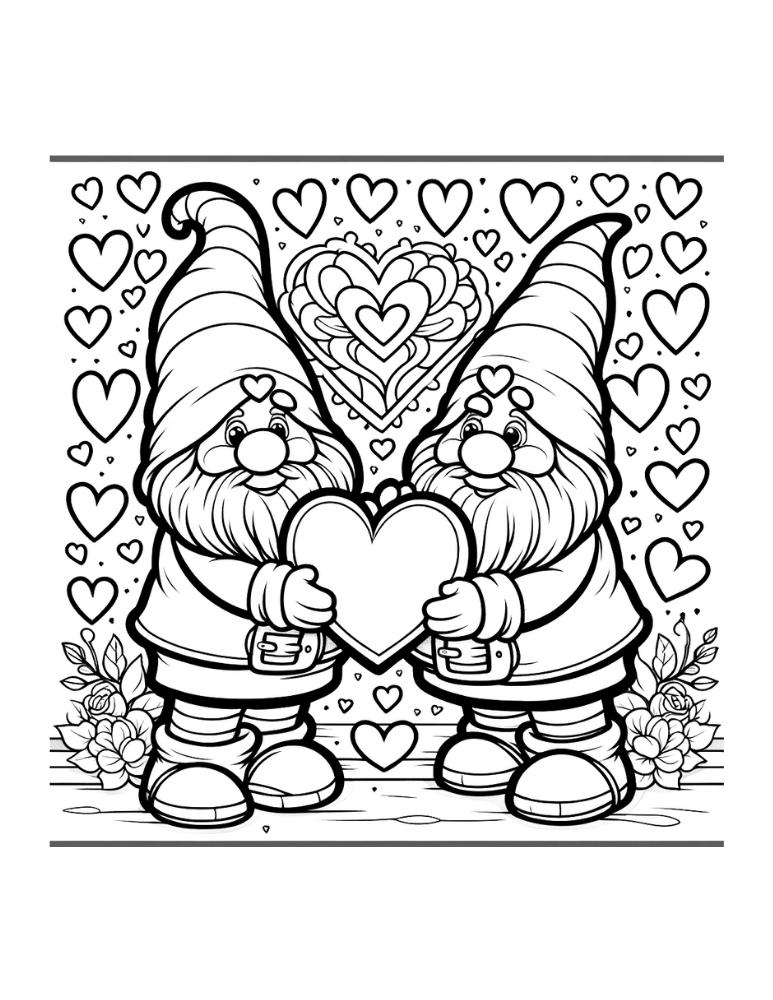 gnome coloring page, PDF, instant download, kids