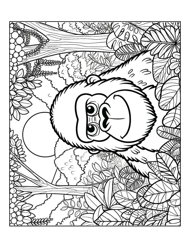 gorilla coloring page, PDF, instant download, kids