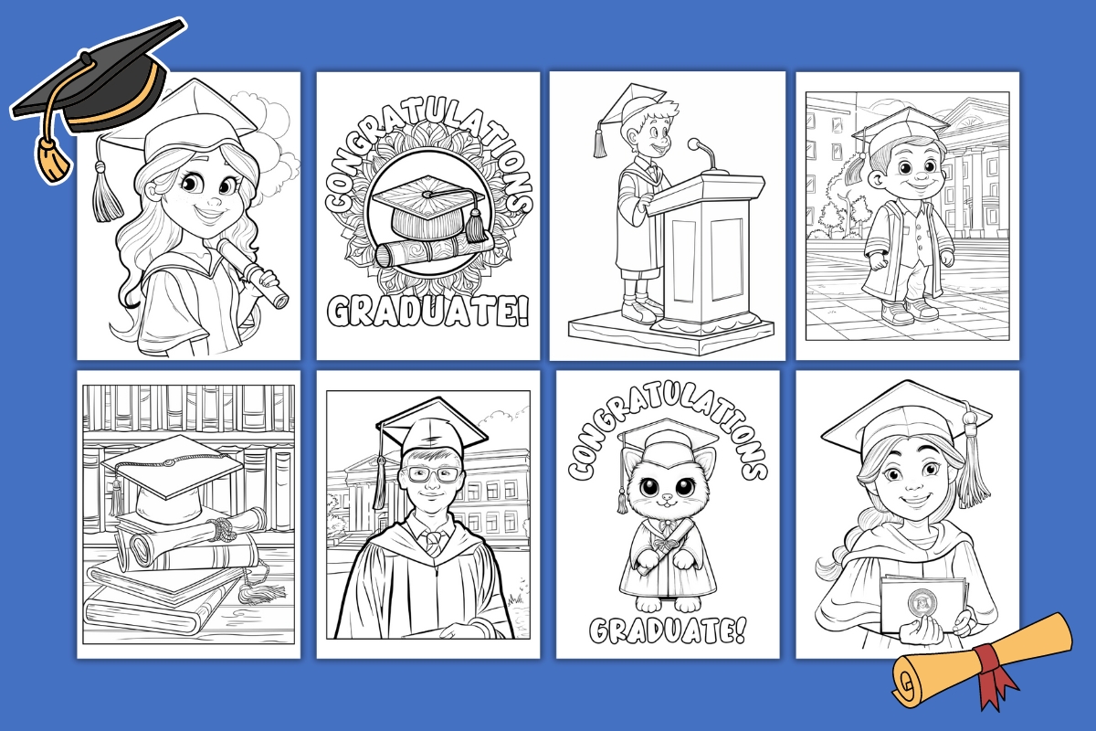 graduation coloring pages example pages