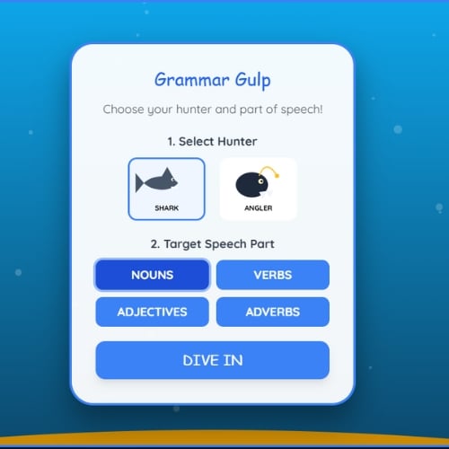grammar online game parts of speech