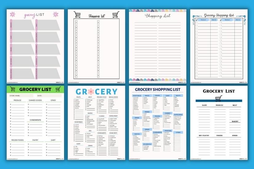 Download All of the Grocery Lists in One File! Free printable grocery lists, blank and itemized grocery shopping lists, pdf, download.