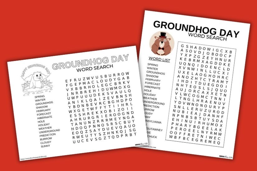 example pages of groundhog day word searches