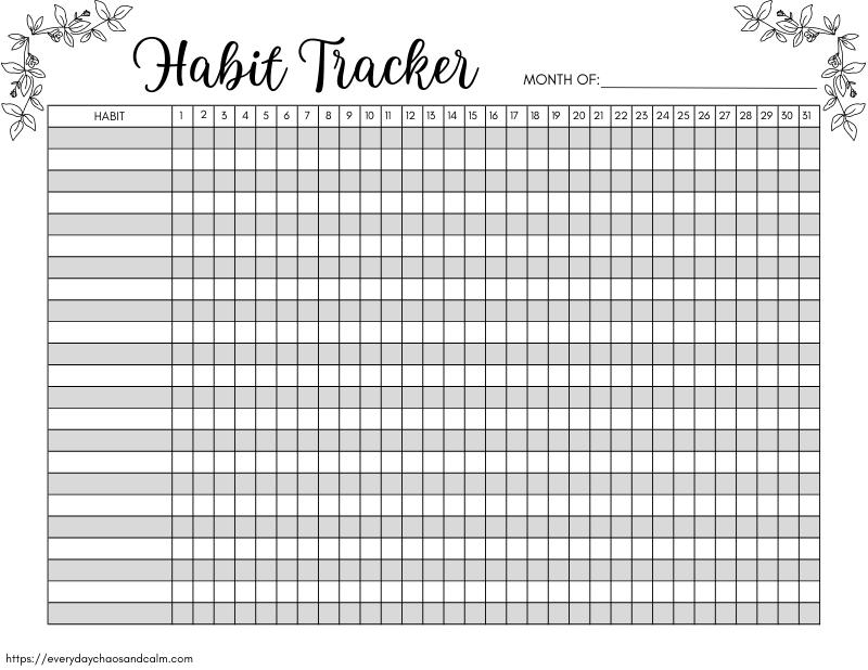 30 Day Habit Tracker Printable