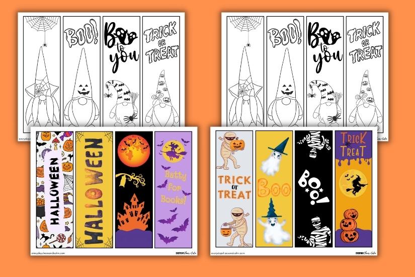 Download All of the Halloween Bookmarks in One File! Free printable halloween bookmarks for coloring, printing, school or classroom, pdf, elementary grades, print, download.