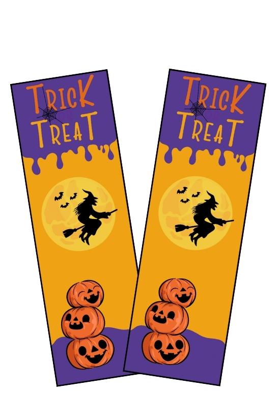 Printable Halloween Bookmarks Trick-Or-Treat! Free printable halloween bookmarks for coloring, printing, school or classroom, pdf, elementary grades, print, download.