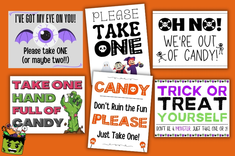 halloween candy signs example pages