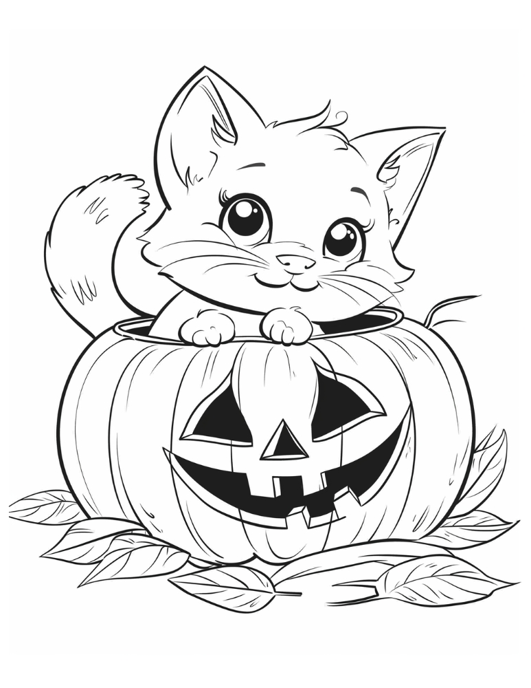 Free Printable Halloween Cat Coloring Pages