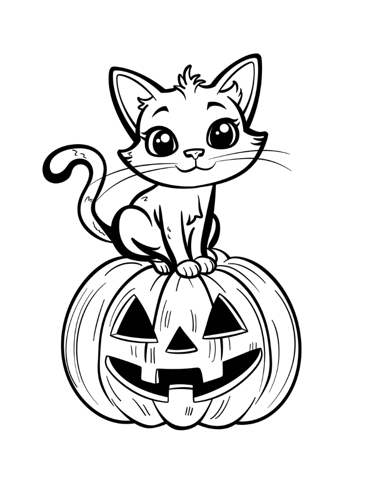 Free Printable Halloween Cat Coloring Pages