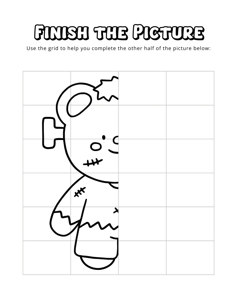 halloween finish the picture worksheets, education printable, PDF, instant download, kids