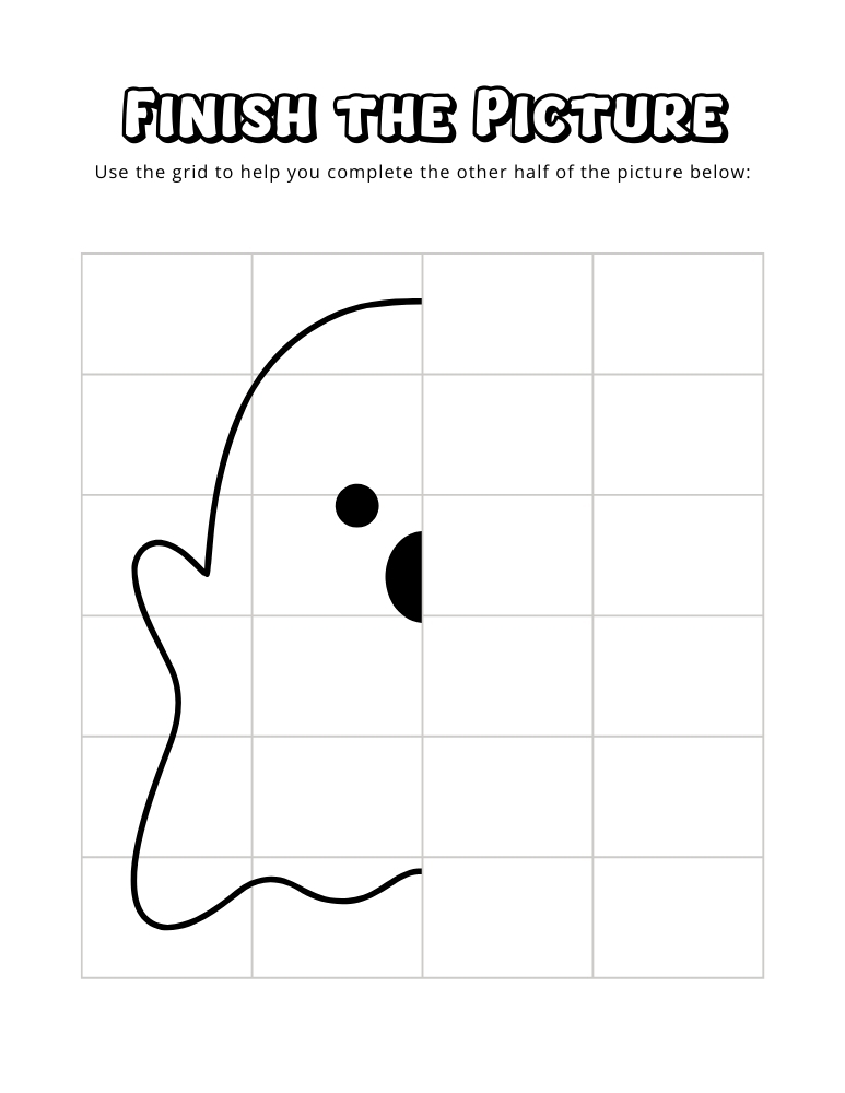 halloween finish the picture worksheets, education printable, PDF, instant download, kids