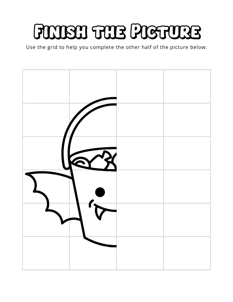halloween finish the picture worksheets, education printable, PDF, instant download, kids