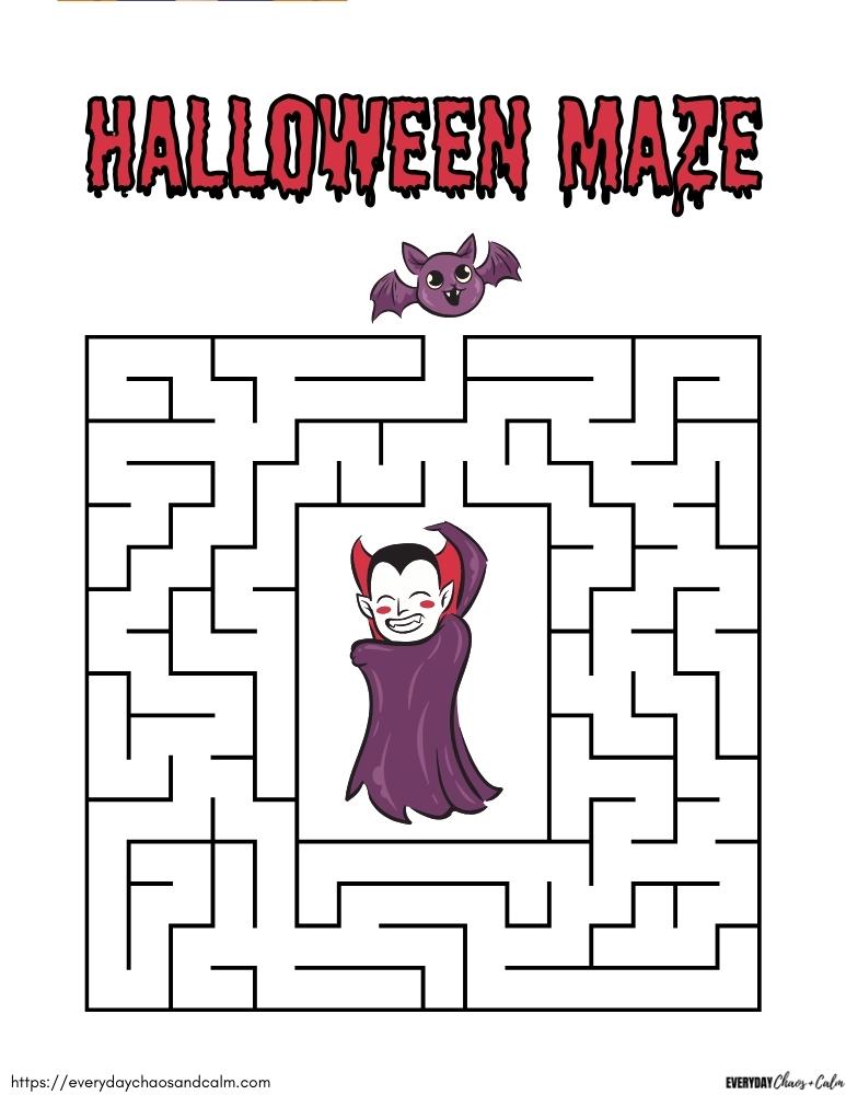 halloween maze printable, PDF, instant download, kids