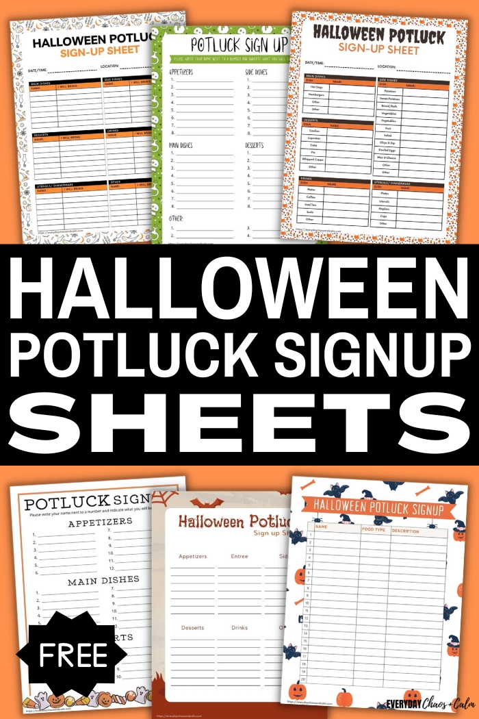 halloween potluck sign up sheets