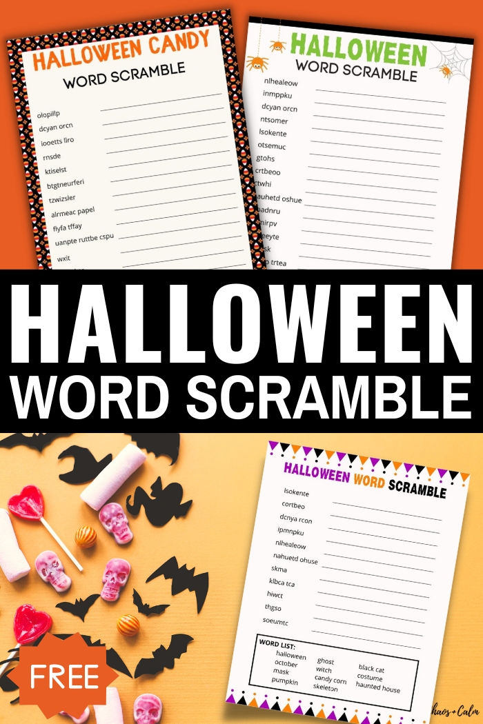halloween word scramble puzzle