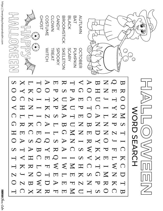 printable halloween word searches, PDF, instant download