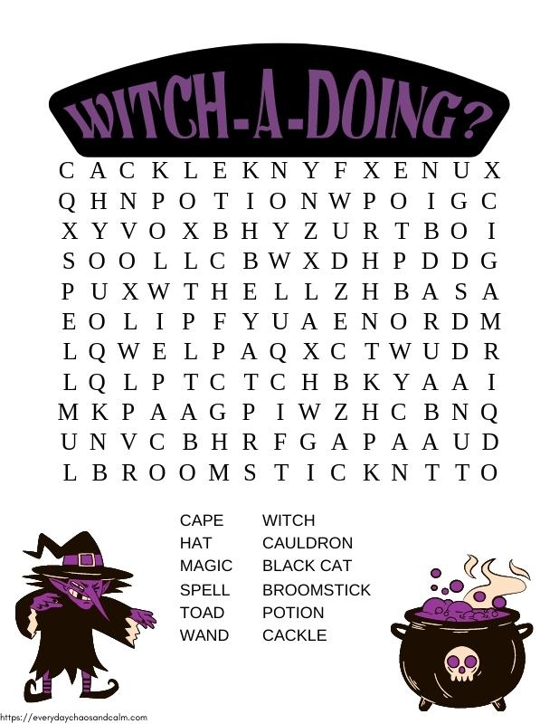 printable halloween word searches, PDF, instant download