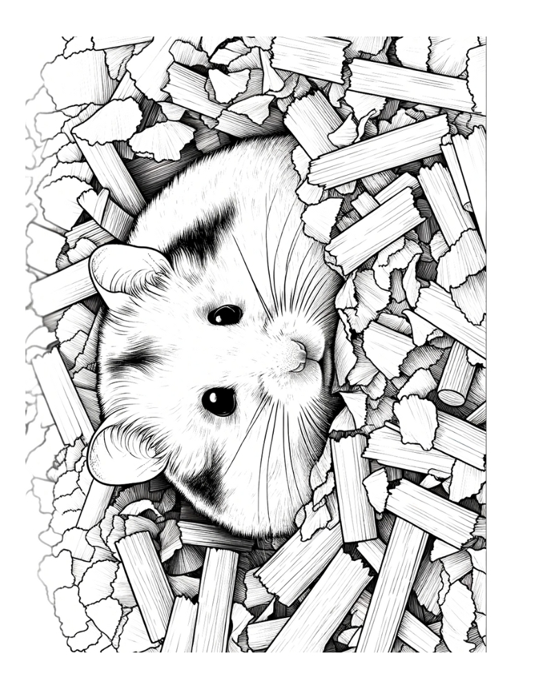 hamster coloring page, PDF, instant download, kids