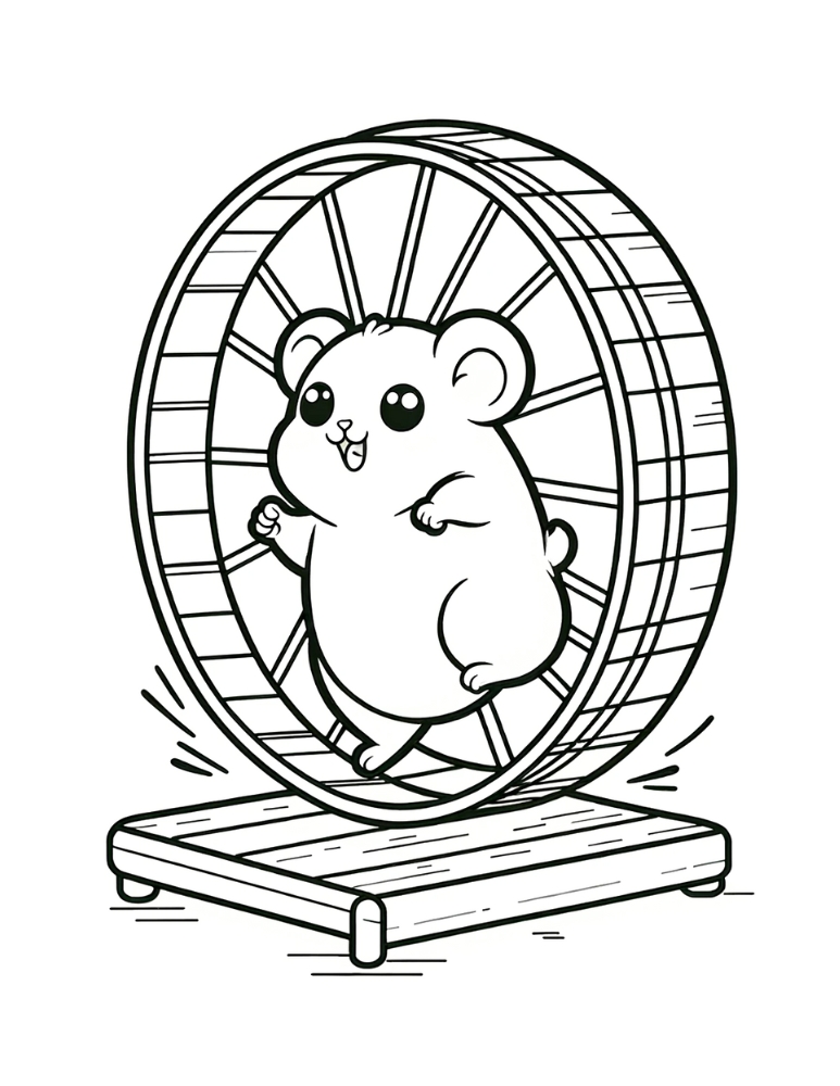 hamster coloring page, PDF, instant download, kids