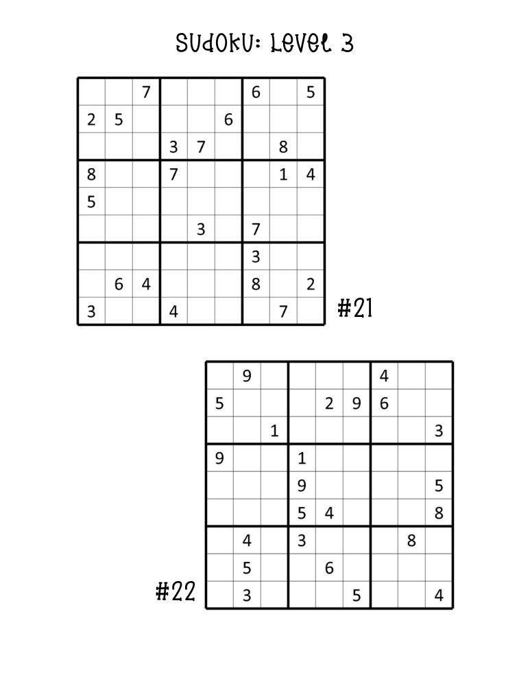 printable hard sudoku puzzles, two advanced difficulty grids on a single page, logic printable, PDF, instant download