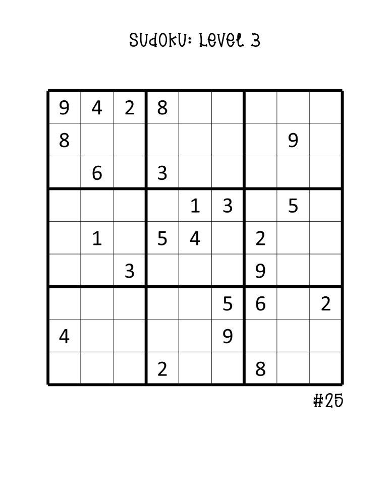 large hard sudoku puzzles printable, full-page single expert sudoku grid, clear number logic sheet, PDF, instant download