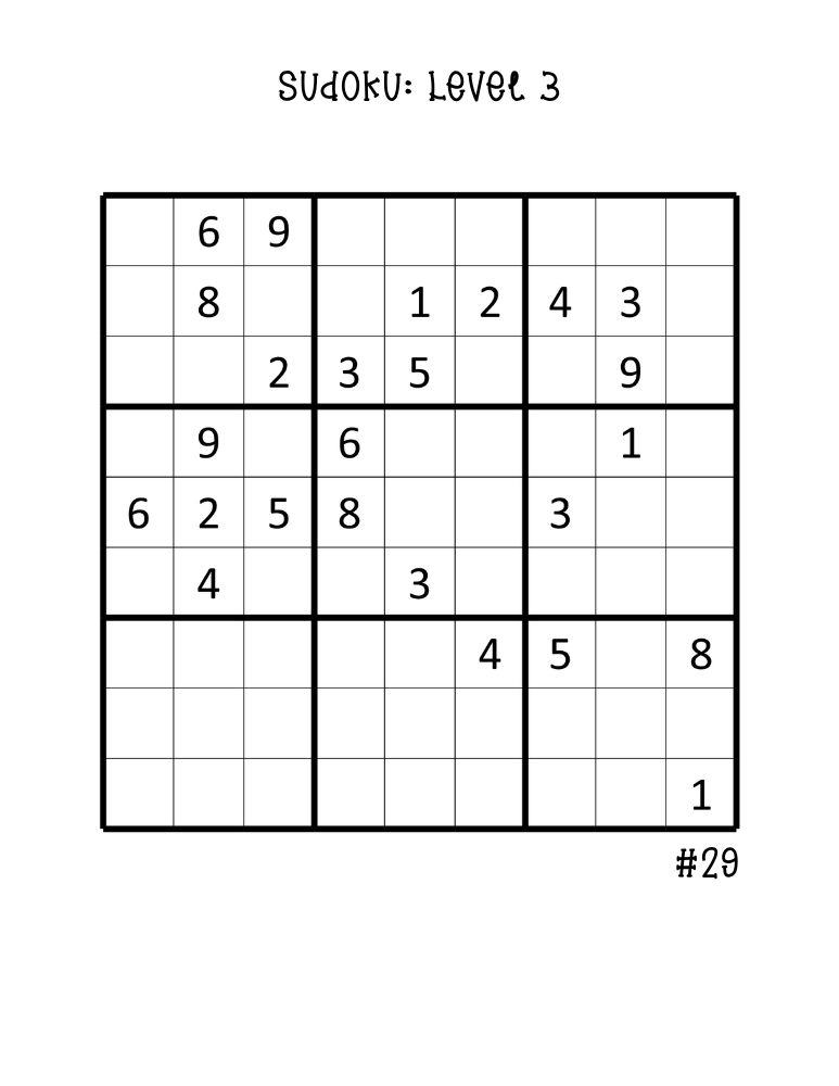 hard sudoku puzzles in large print, one full-page puzzle grid for experienced solvers, logic practice sheet, PDF, instant download