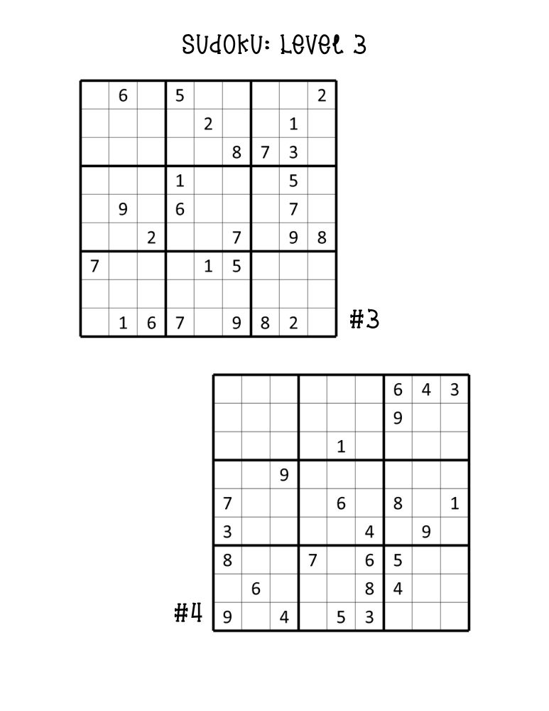 printable hard sudoku puzzles, pair of difficult number logic grids, expert brain teaser sheet, PDF, instant download