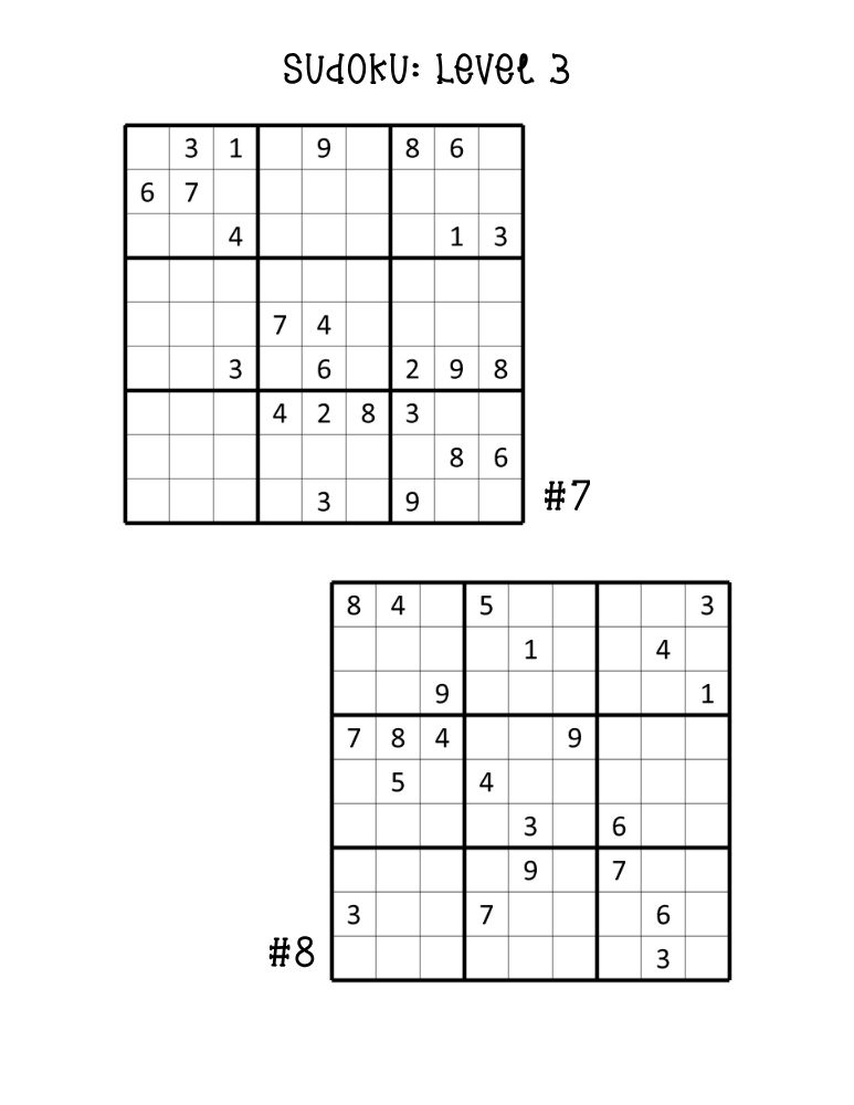 difficult hard sudoku puzzles printable, double puzzle layout for experts, complex logic game, PDF, instant download