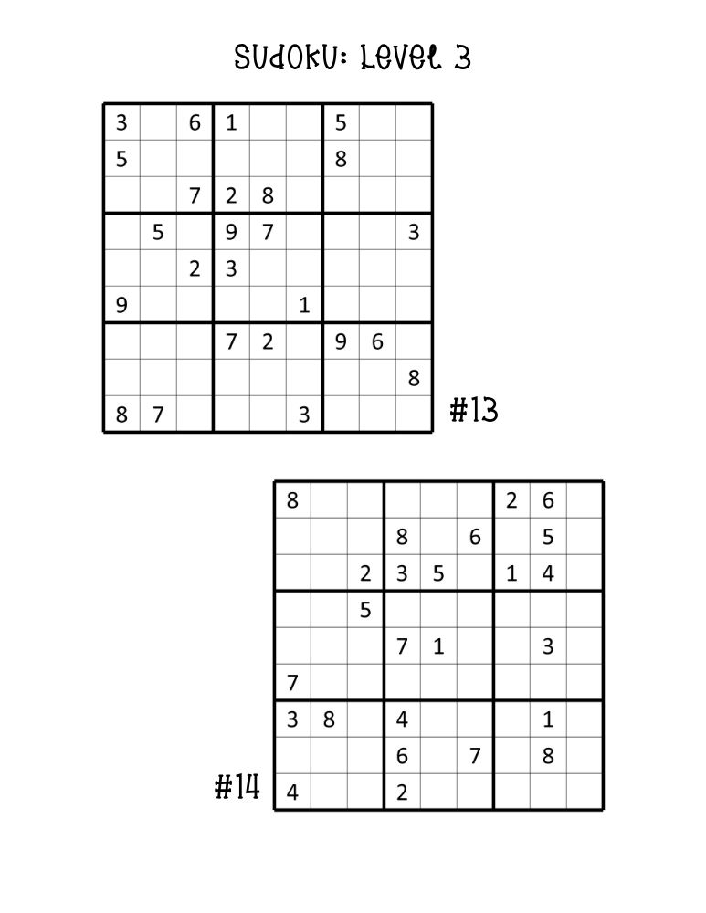 challenging hard sudoku puzzles, two expert level number grids, travel puzzle activity printable, PDF, instant download
