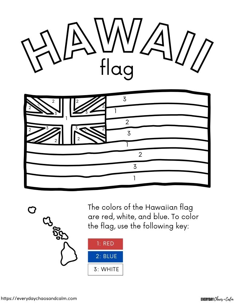 Hawaii flag coloring page 
